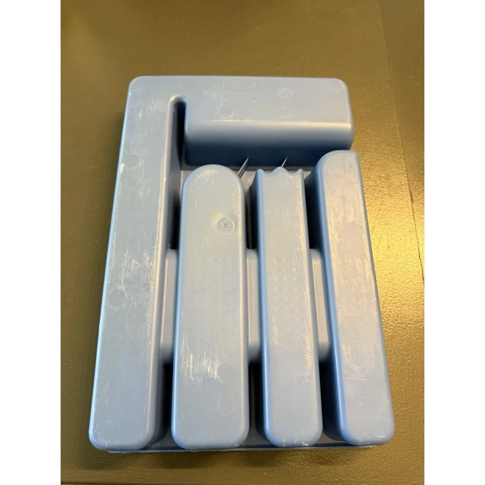 Rubbermaid 5 Slot Silverware Cutlery Utensil Organizer Tray In Drawer Blue 2919